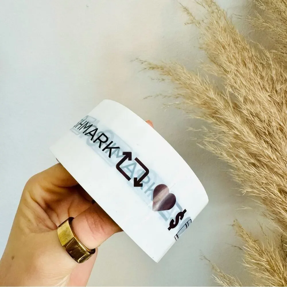 1 NEW POSHMARK Posh Fixings Gloss White Burgundy Logo Packing Tape Single Roll